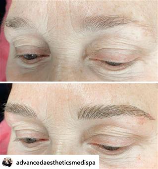 Before and after microblading eyebrows