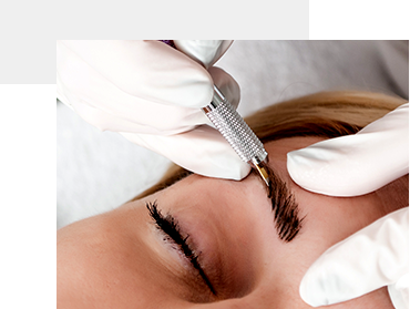 Microblading treatment on eyebrows